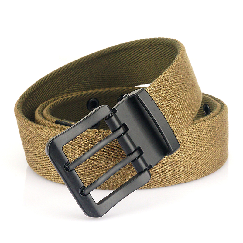 Vintage Reversible Belt For Men Double Needle Alloy Buckle Soft Tough Canvas Belt 38mm Adjustable Work Girdle Male Accessories: Champagne