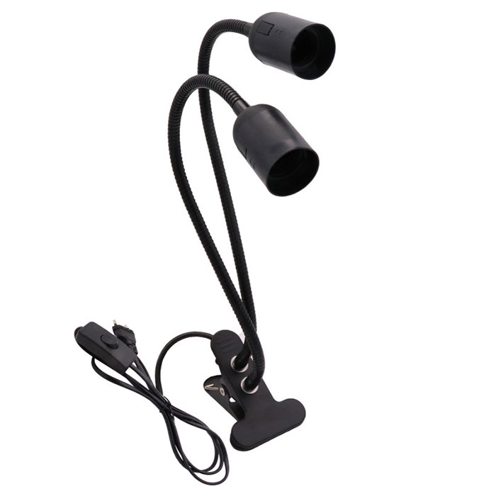 Zwart wit Plug-in Clip-on Light, Schroeflamp Clip-on Bureaulamp voor Bureau, Bedhoofdeinde met aan/uit-schakelaar, Klemlamp voor lezen: M / WHITE