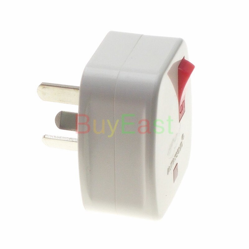 Australian, Zealand China 3-Pin DIY Rewireable Plug 250V 10A w/ Main Power Switch LED Indicator: Default Title
