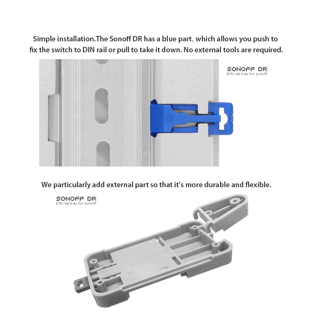 DIN Rail Tray Adjustable Mounted Rail Case Holder For Wifi Remote Control Switch Sonoff Basic RF Pow TH10 TH16 Dual Smart Switch