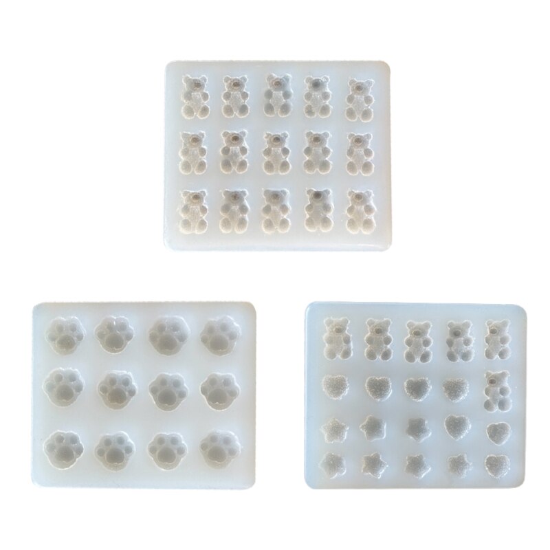 1pc/3 stück glänzende silikonformen, kleine bären-haarnadelform, diy-schlüsselanhänger-anhänger-schmuckformen aus epoxidharz: Alle
