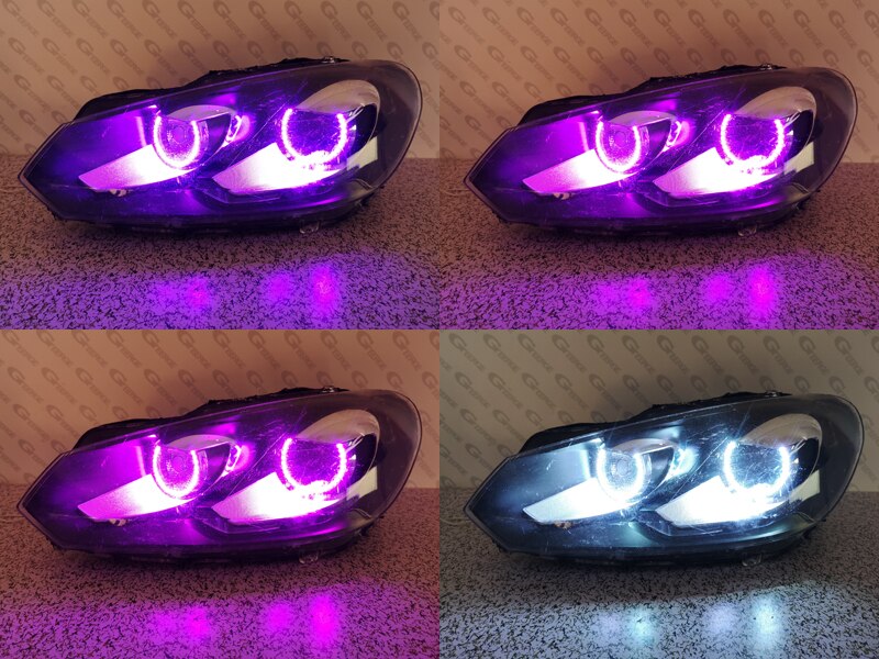 Ojos de Ángel led RGB para VOLKSWAGEN VW GOLF GTI VI MK6, faro de xenón, multicolor, ultrabrillante, aplicación remota por Bluetooth, RF,