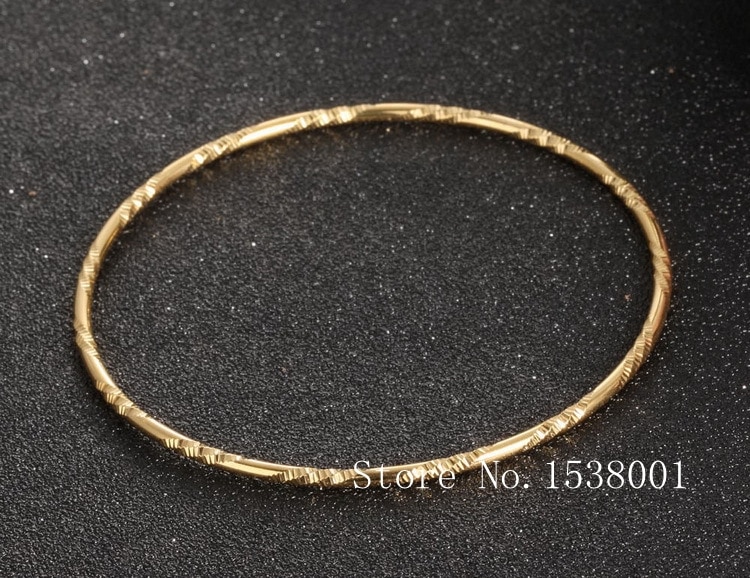 Cinzelado liso amarelo ouro cheio womens bangle unopable 60mm