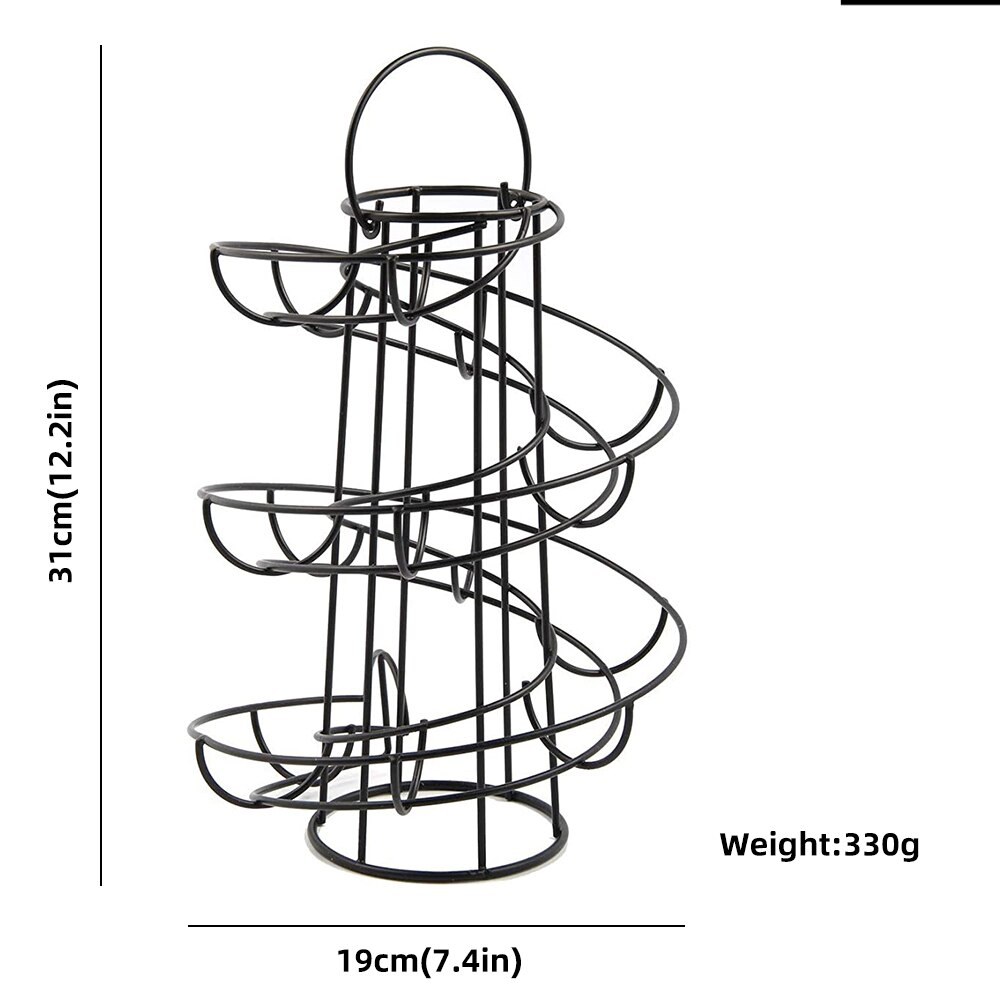 Porte-oeuf en spirale multi-fonctionnel noir cadre à oeufs en spirale panier à oeufs support à oeufs accessoires de cuisine