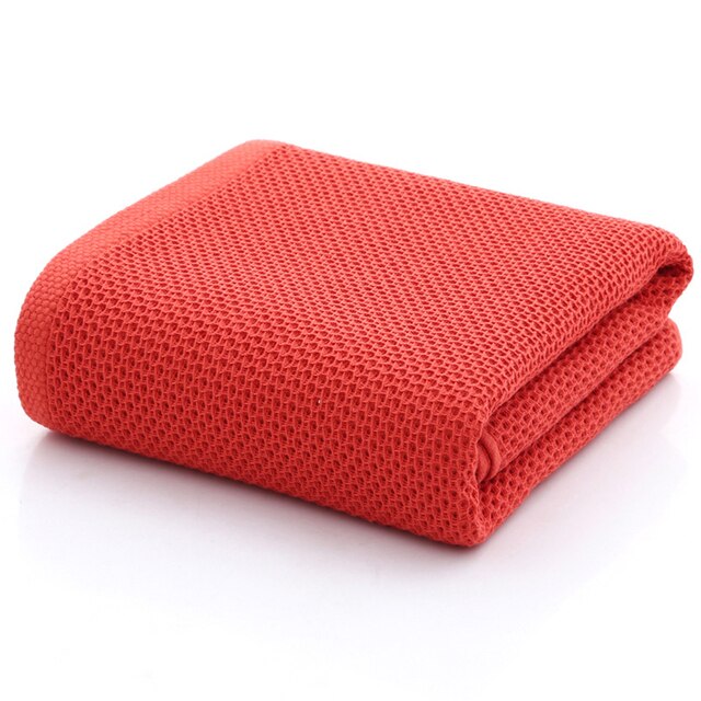 Toalla de gofrado de , accesorios de baño, toalla absorbente de color sólido, fuerte, después del ejercicio, 70x140cm: 70cmx140cm / red