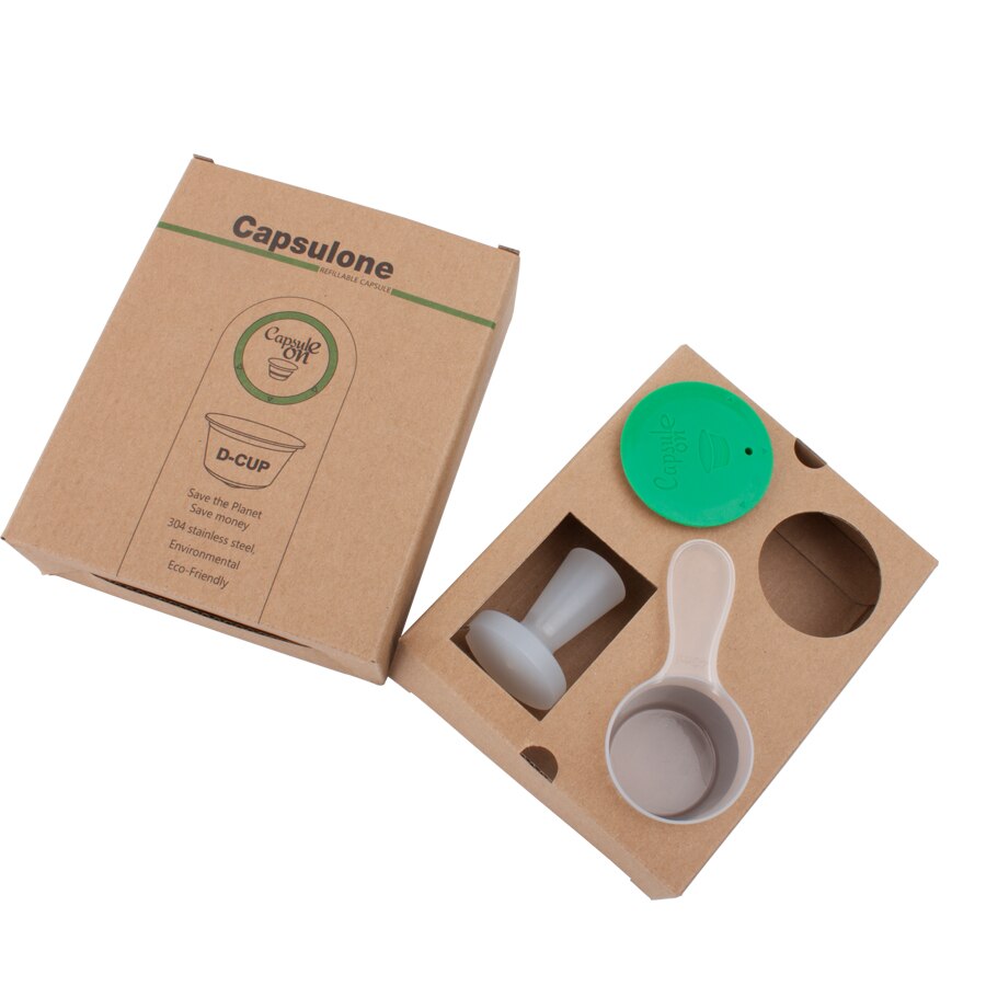 Capsulone/STAINLESS STEEL Metal capsule Compatible with dolce gusto lumio coffee Machine Refillable Reusable capsule pod tamper: Light Green