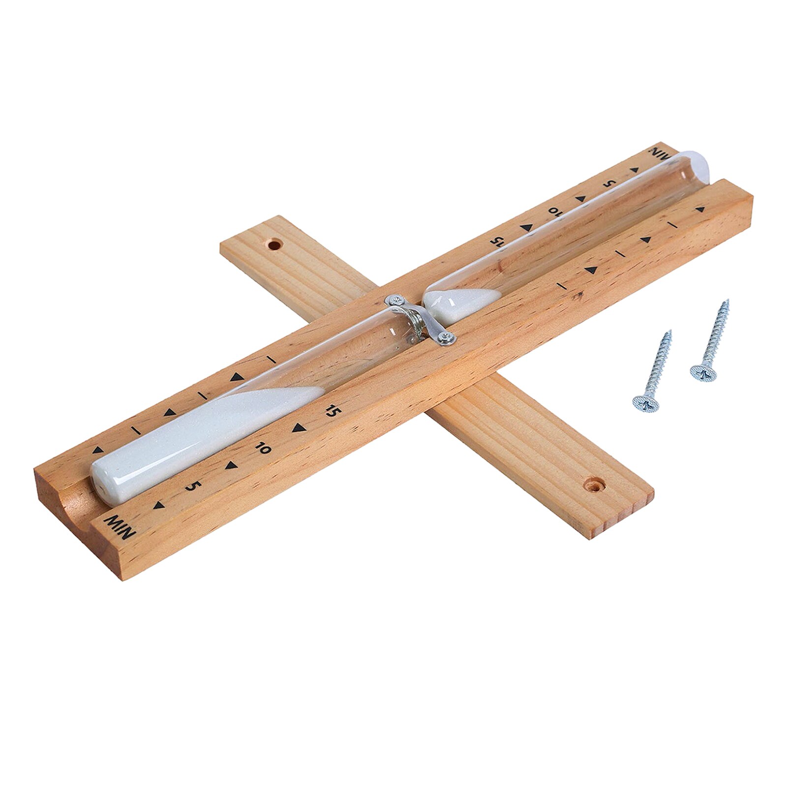 Wall Mounted Sauna Timer Sandglass 15 Minutes Wooden White Sand Hourglass