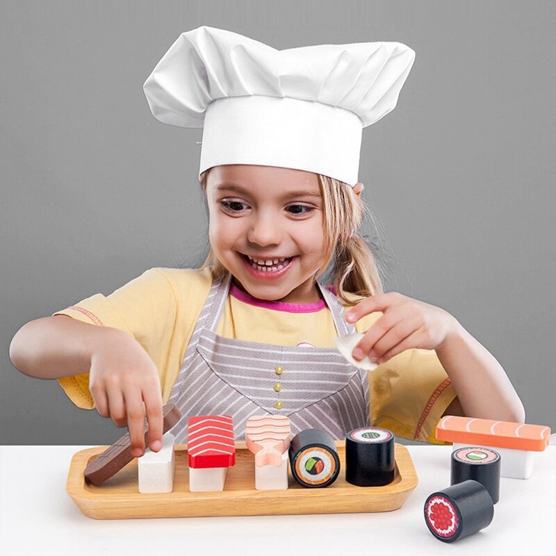 Kids Kitchen Miniature Food Simulation Sushi 3D DIY with Wooden Pretend Play Makeup Playset Girls Simulation