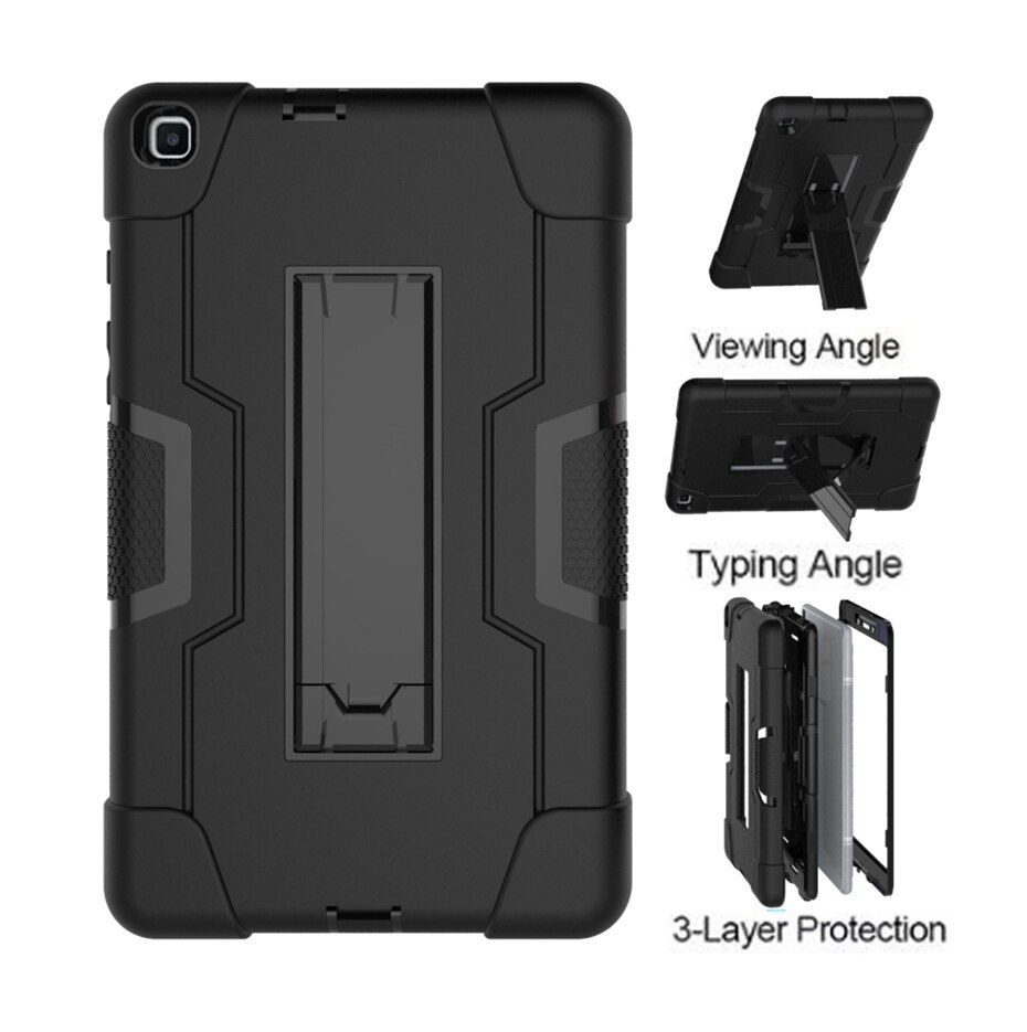 Dla Samsung SM-T290 case 8.0 "calowy T290 T295 krzemu odporny na wstrząsy tablet stojak Capa pokrywa dla Samsung Galaxy Tab A 8.0(2019)SM-T290: Black