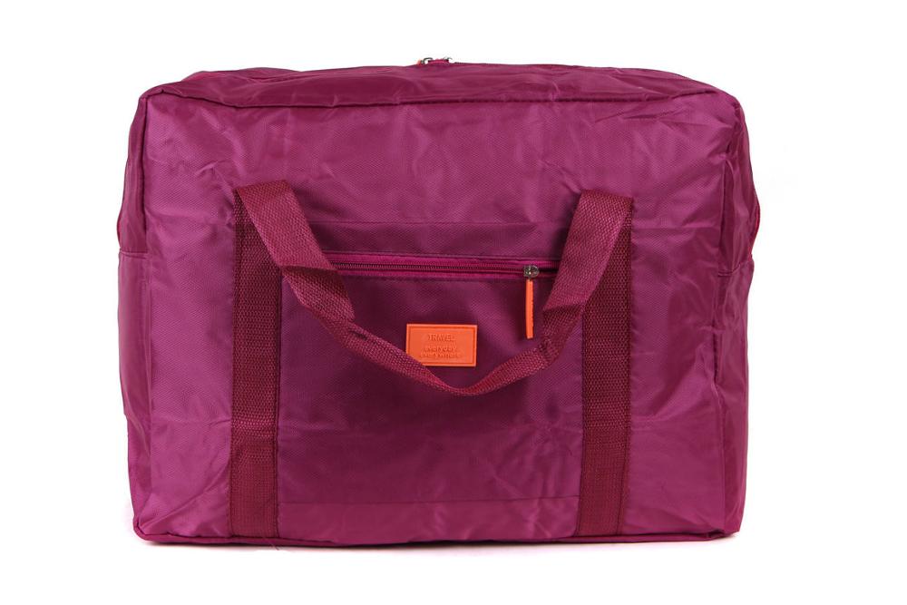 Grote Capaciteit Opvouwbare Reistas Nylon Opbergzakken Hand Bagage Voor Mannen & Vrouwen Travel Duffle Totes Kledingkast Organizer: wine red