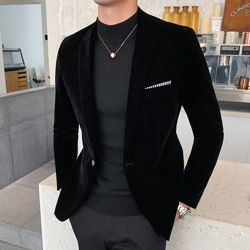 Wine Navy Velvet Men's Jacket dress Men Wedding Suit Male Blazers Slim Fit Suits for Mens Costume Business Formal Party Blazer