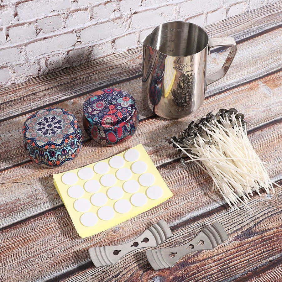 Candle Supplies Kit Wick Holder Stickers Wax Box Set Children DIY Accessory Crafts