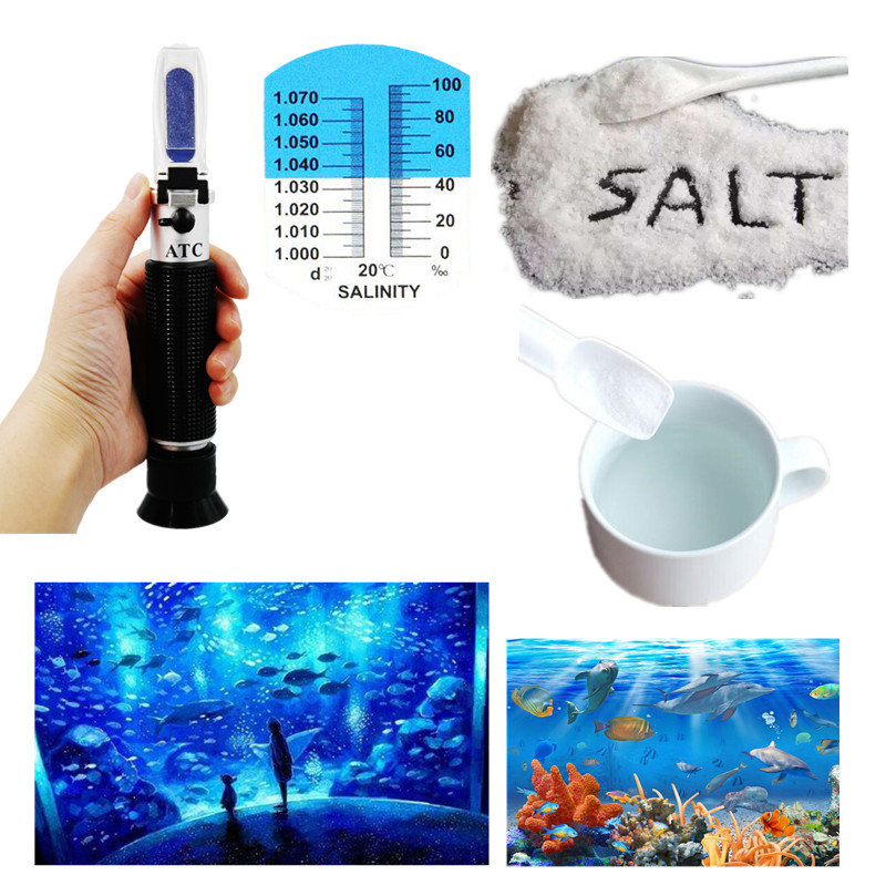 Portable Hand-held LED light salinity salt refractometer meter tester for aquarium fishery tanks 0-10%