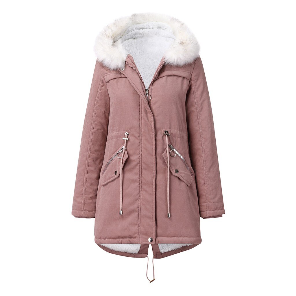 Capuche hiver Parka grande taille femmes épais fille neige manteau coton veste Long pardessus rue femme solide haut pour femme # G30: Pink / XXL