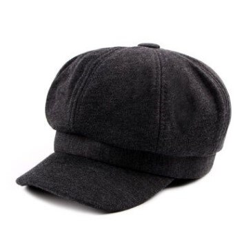 Xdanqinx snapback cap efterår hat til kvinder varm bomuld newsboy hætter britisk strikket retro sportshue til kvinder: Sort