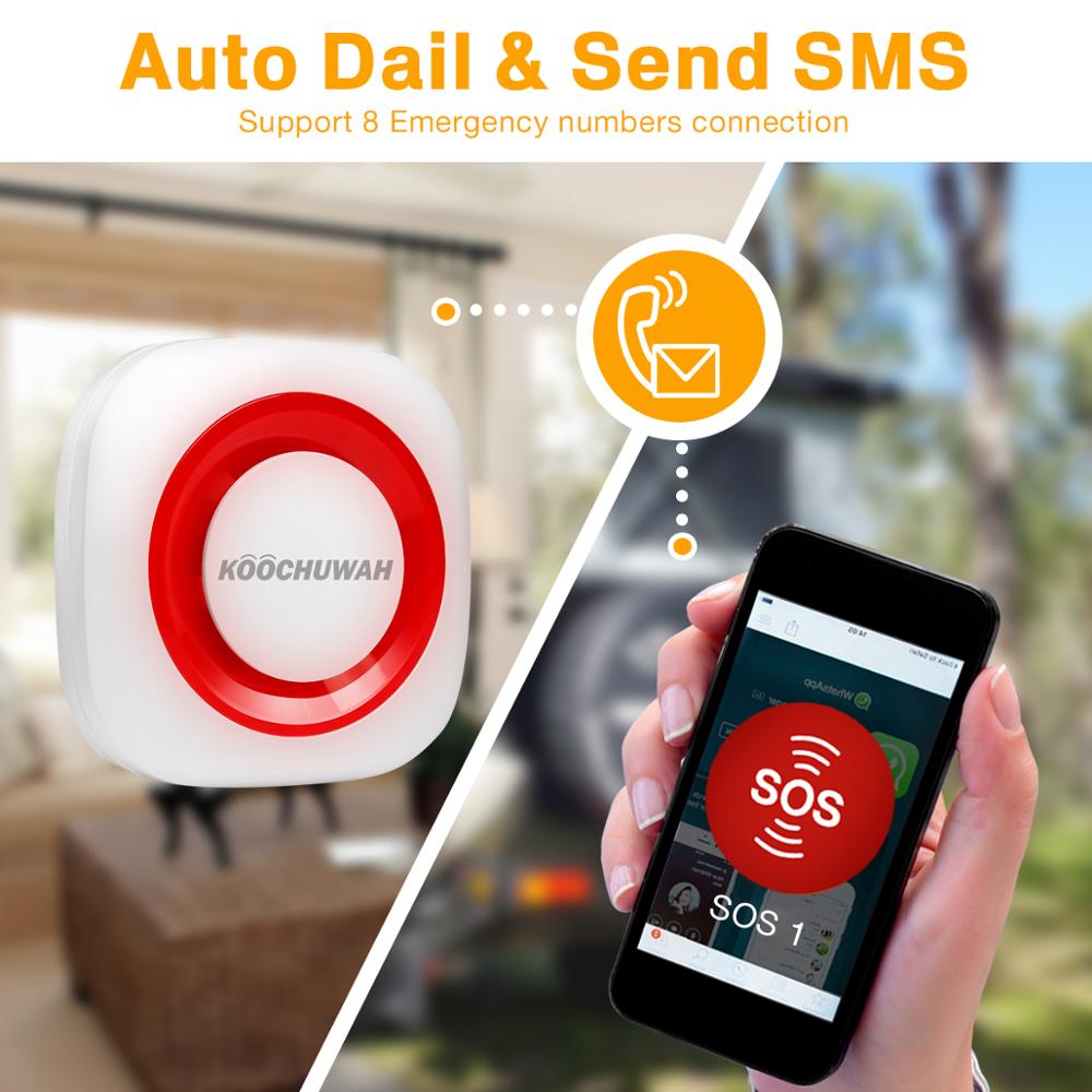 Koochuwah Home Gsm Alarmsysteem Diy Home Security 2G Netwerk Auto Dail En Stuur Sms 868 Mhz Draadloze alarm Sensor