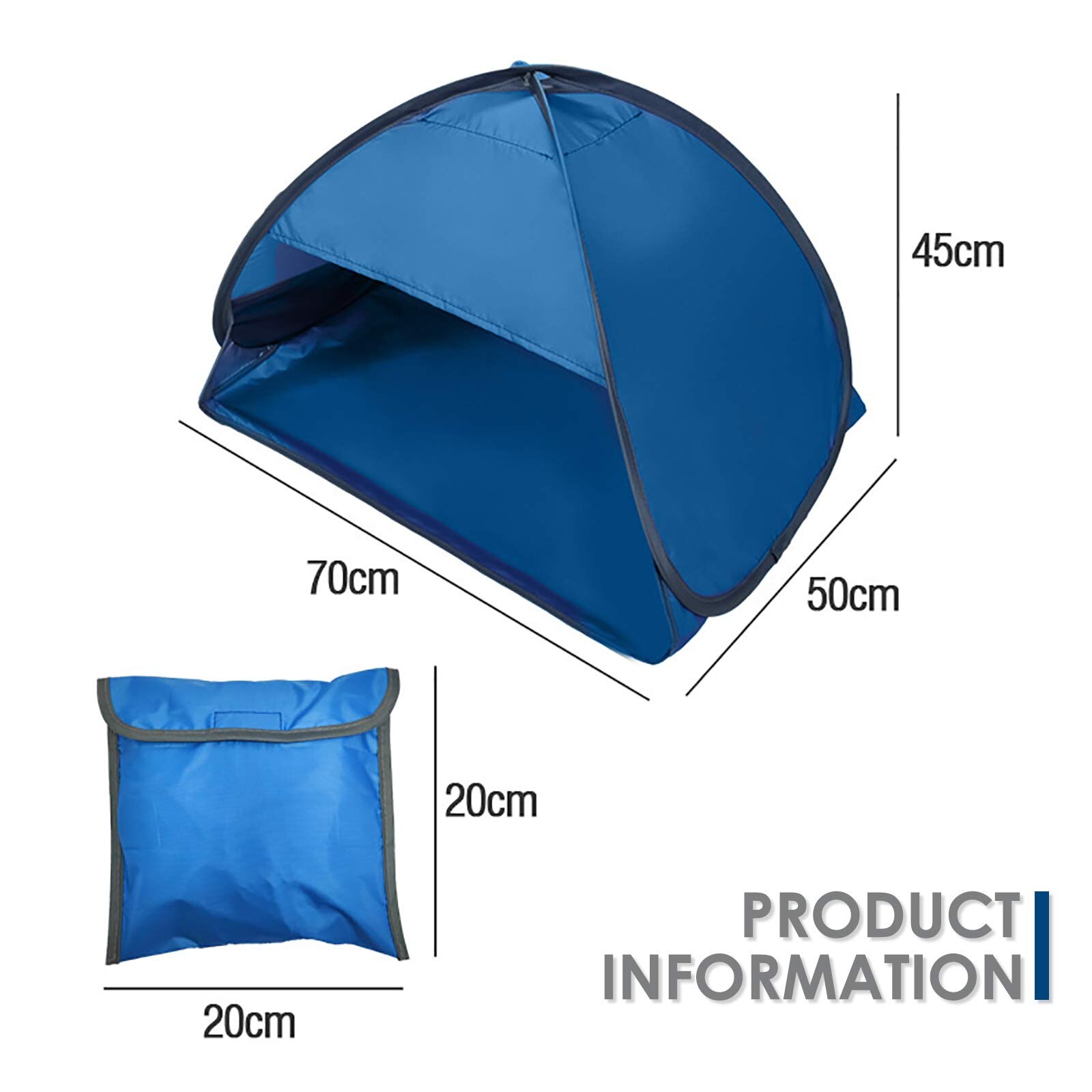Tente De Plage Compacte – Abri De Tête Personnel, Protection UV, Pliable, 300 G – Sans Porte Ou Avec Porte – Pour Plage, Camping, Parc