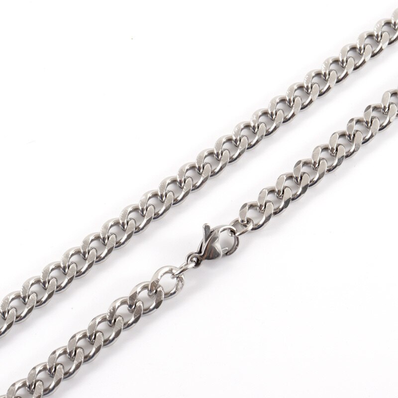 2022 Paper Clip Chain Necklace Men Classic Width 7mm Stainless Steel Chain Necklace For Men Jewelry: 2 / 60cm