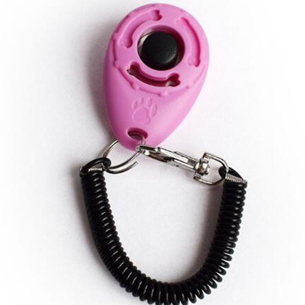 1 Pcs Pet Dog Training Clicker Plastic Dogs Click Trainer Aid Tool Pet Toy Adjustable Wrist Strap Sound Key Chain Pet Supplies: Pink
