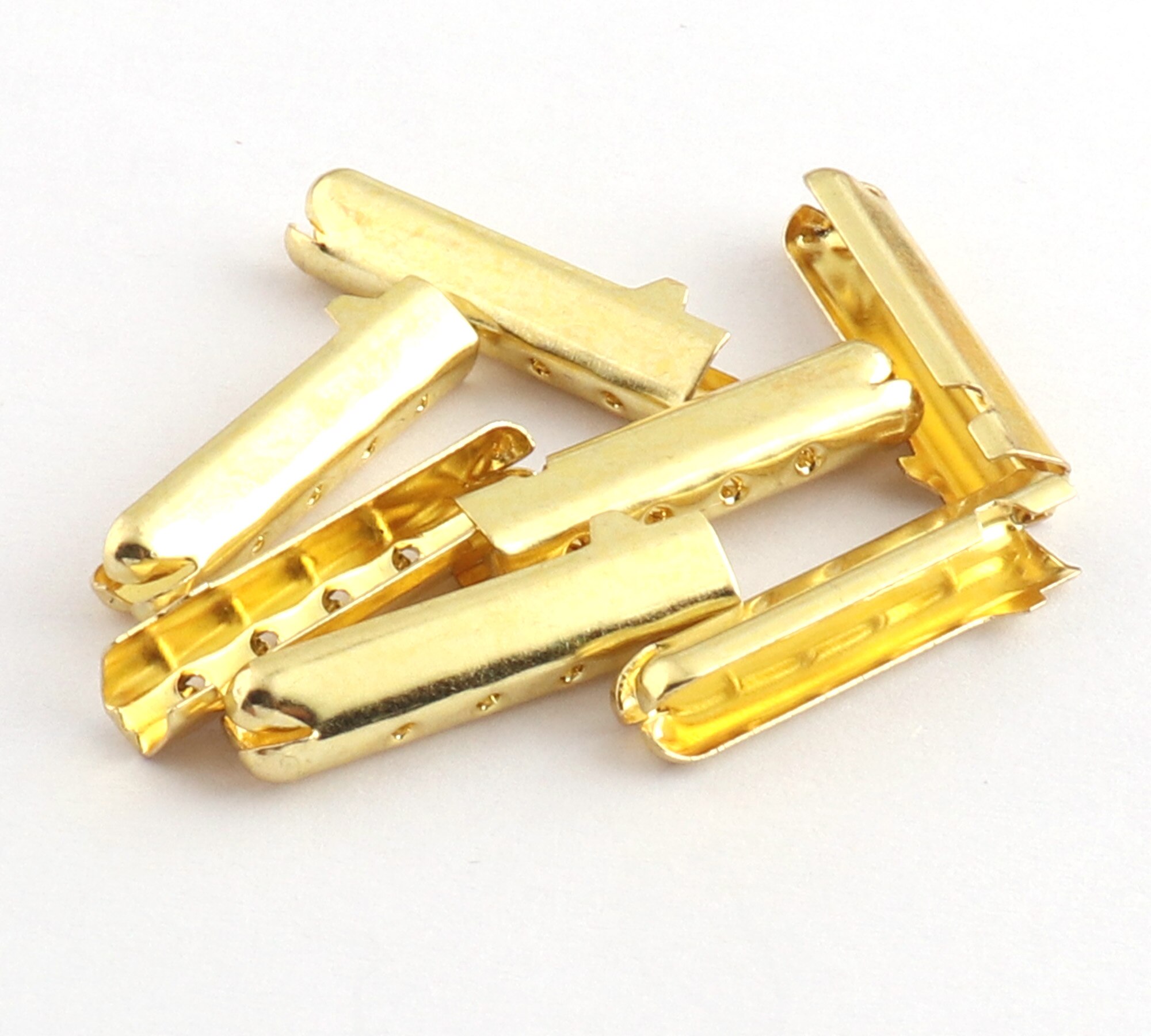 Abrazaderas de extremo de cinta dorada, sujetadores de crimpado de cable, tapas de extremo de cinta de 20x6x5mm, 50 Uds.