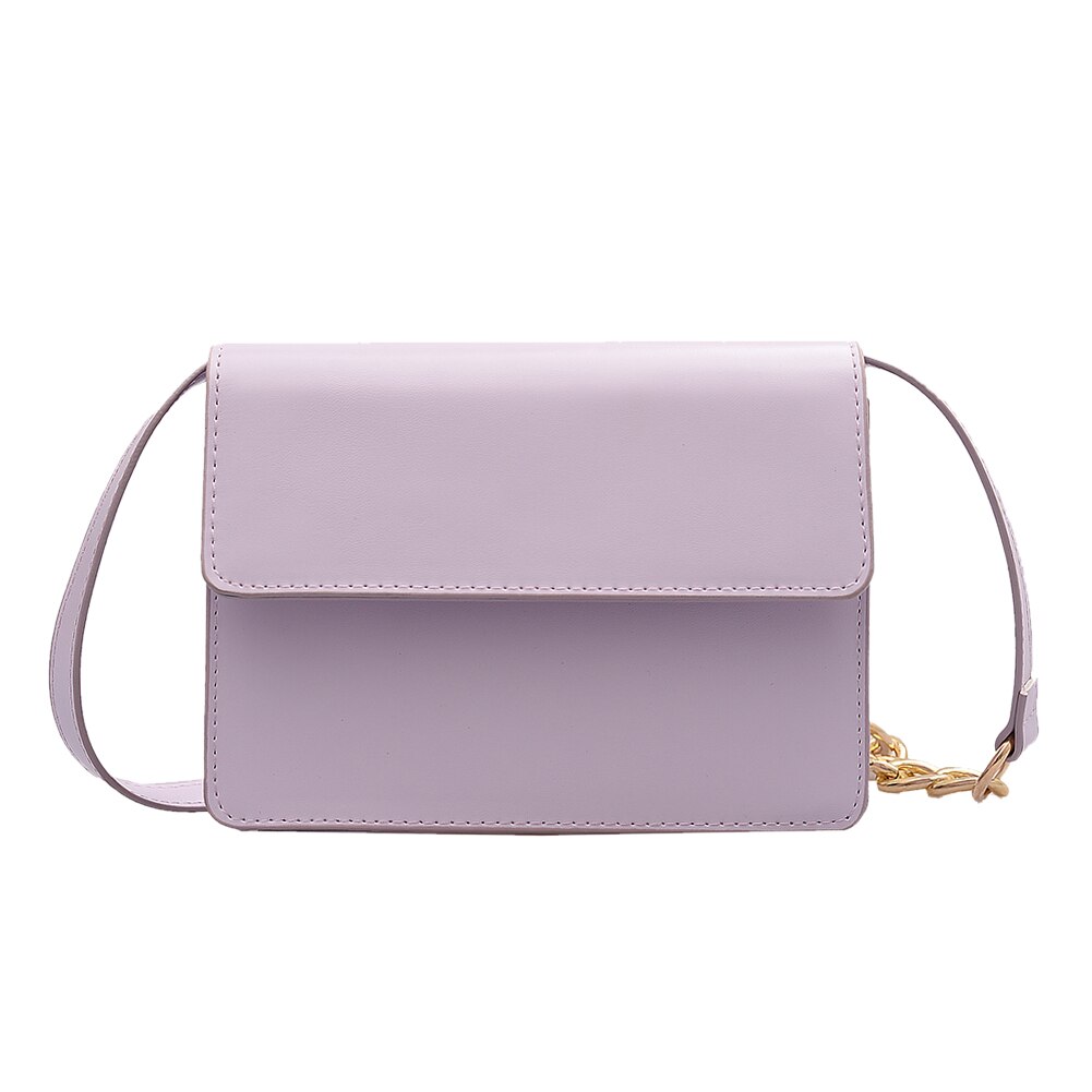 Dames leren schoudertas klassieke textuur delicate zakelijke dagelijkse pure kleur kleine handtas: 2- paars
