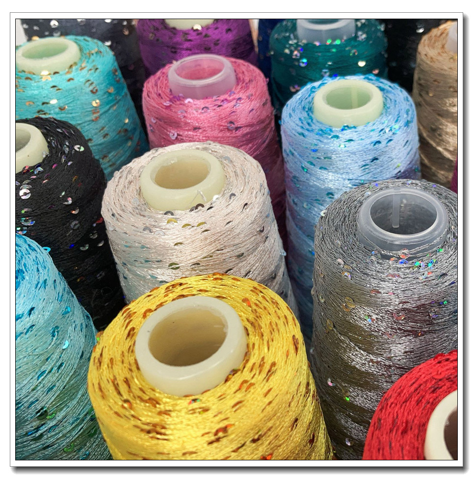 29 Color 50g/Ball /140M Sequins Cotton Yarn 6mm+3mm Special Glitter Match Thread DIY Accessories Rag Doll Knitting Lanas Crochet