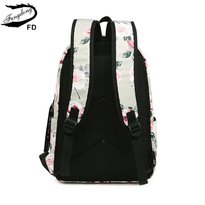 FengDong chinese style floral school backpack flowers backpacks for teenage girls school bags laptop computer bag schoolbag