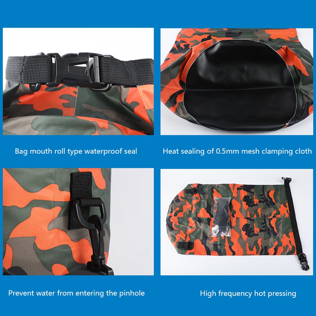 Foldable PVC Waterproof Dry Bag 2L 5L 10L 20L 30L Camo Outdoor Diving Man Women Beach Swimming Bag Rafting River Ocean backpack