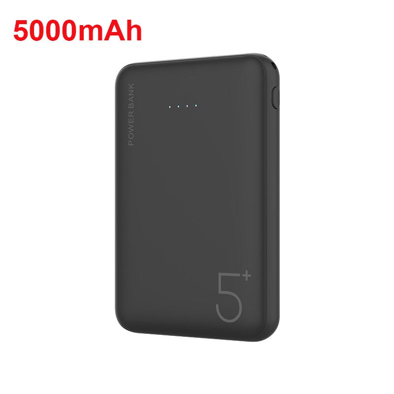 Banco de energía portátil, cargador de batería externo de 10000mAh, 2.1A, cargador rápido para iPhone, Huawei, Samsung, Xiaomi: Black 5000mAh