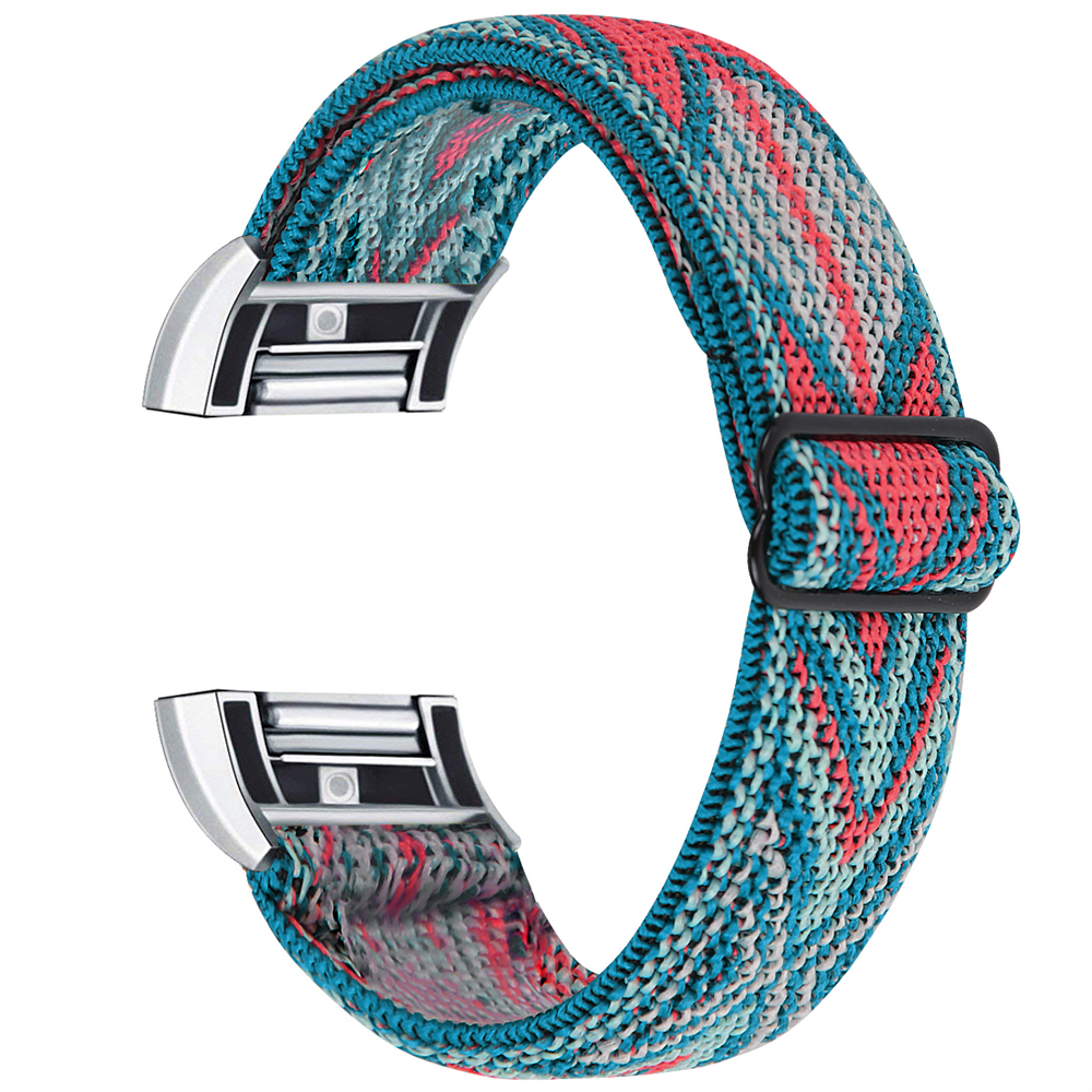 Weiches Nylonband für Fitbit Charge 2, Sport, gewebt, elastisch, dehnbar, Solo-Uhrenarmband, Schlaufe für Fitbit Charge 2 Ersatz: Kohle schwarz