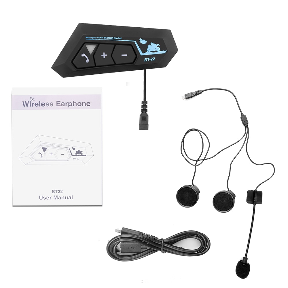 Bluetooth 5.0 motorhjälm headset trådlösa handsfree stereo hörlurar motorcykel hjälm hörlurar  mp3 högtalare  t22 lång vänteläge