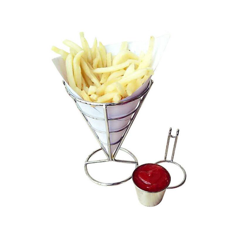 Rejilla de acero inoxidable para aperitivos, para freír pollo, patatas fritas, Bar, restaurante, vajilla creativa