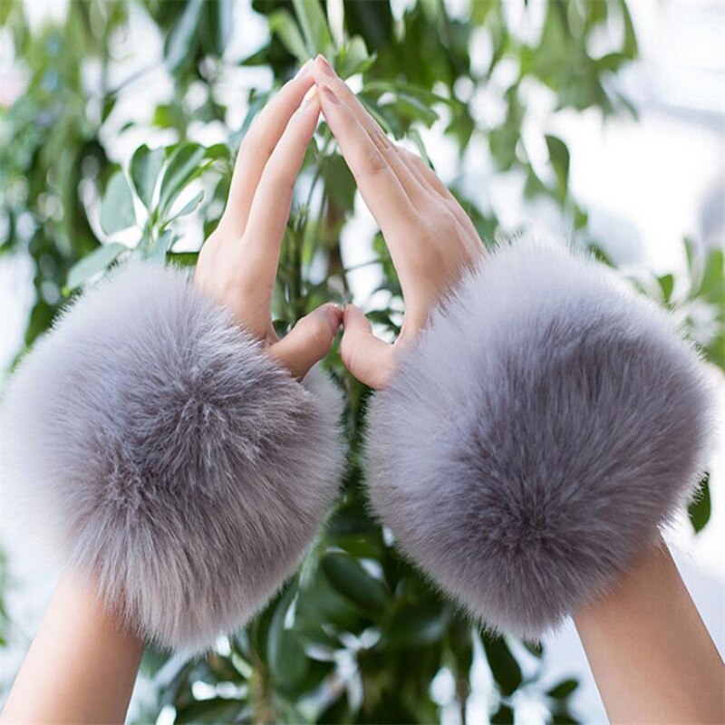 Manchette en fausse fourrure de renard de pour femmes, chauffe-bras, mignon, décor, hiver, automne, manches courtes, solide, W108