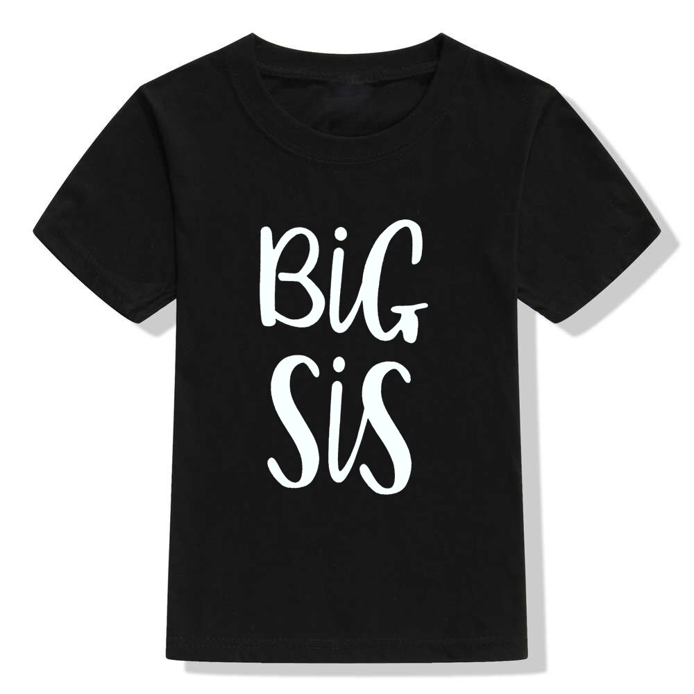 T-shirt assorti blanc et noir, style de famille Big Sis and Lil Brother and Sister, barboteuse, pour enfants