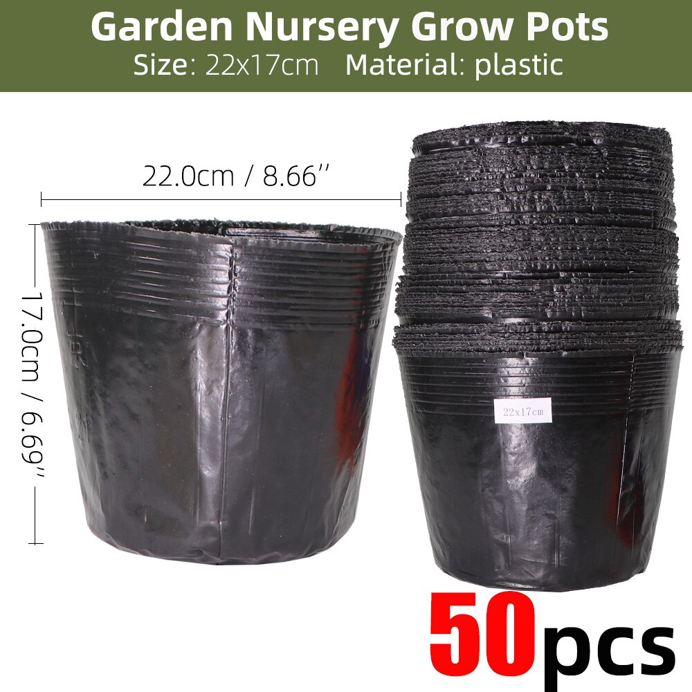 20-300PCS 15 Sizes of Plastic Grow Nursery Pot Home Garden Planting Bags for Vegetable Flowers Plant Container Starting Box: N-50PCS