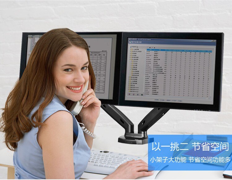 Dual Monitor Holder NB F160 2 Screens Mount Gas Spring 360 Degree Desktop 17"-27" Dual Monitor Holder Arm Full Motion TV Mount