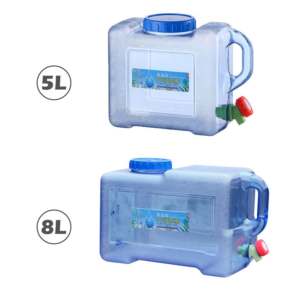 5L/8L Auto Draagbare Handheld Water Container Outdoor Self-Driving Tour Met Kraan Camping Vierkante Vat Plastic Opbergdoos emmer