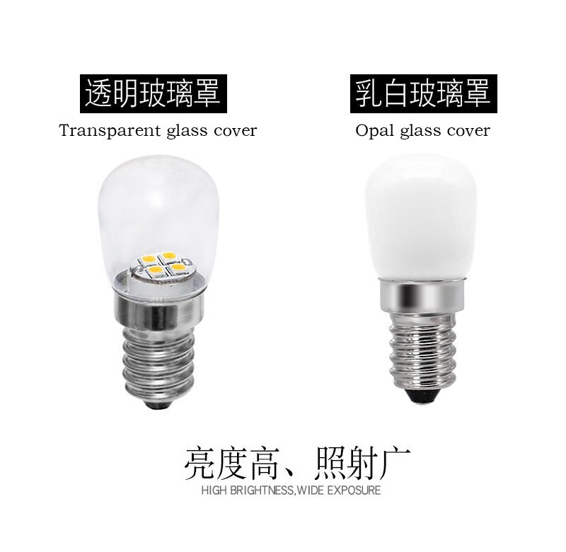 B15 e14 220v cob led pære 2w smd 2835 glas lampe til køleskab køleskab fryser symaskine hjemmebelysning lamparas