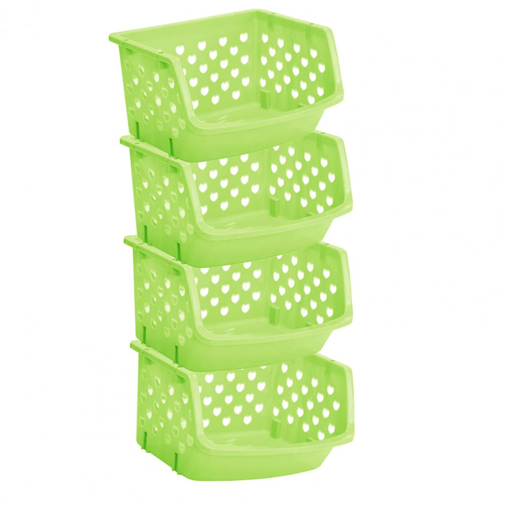Durable Stackable Single-deck Hollow Fruit Vegetable Storage Box Colanders Strainer Kitchen Organizer Basket Shelf Racks