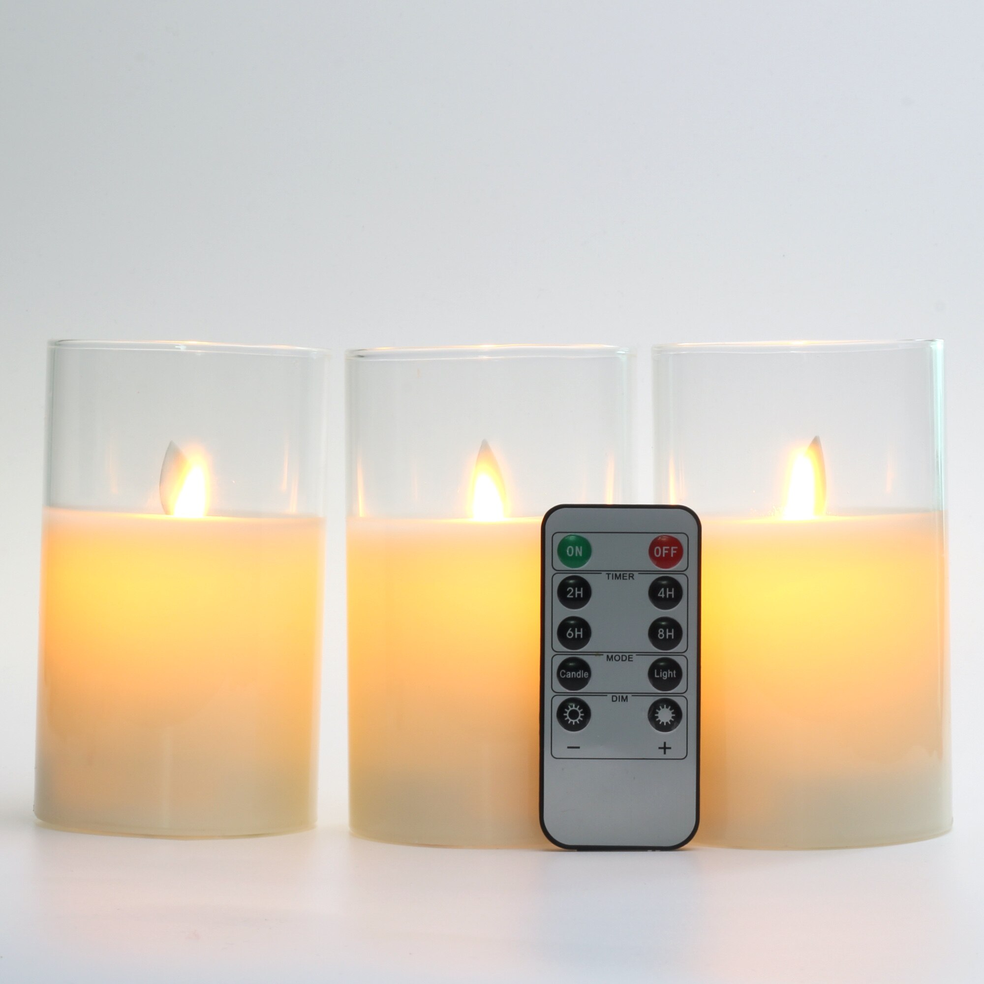 Flammenlose Kerzen Glas Echt Wachs Säulen &Ampere; ziehen um Flamme Docht LED Kerzen und 10-Schlüssel Fernbedienung mit Timer, batterie Betrieben: 3Stck (5 Zoll)