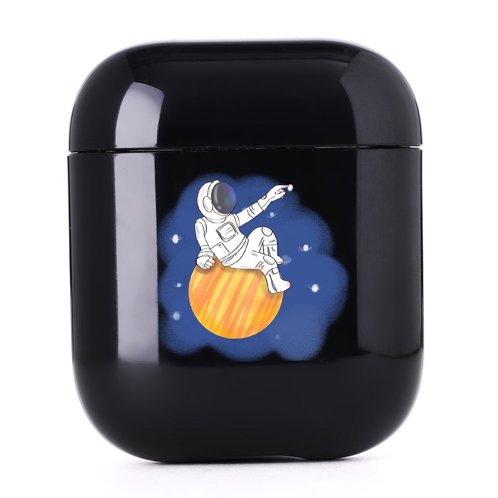 Cute Case For Apple Airpods 1/2 Case Space Planets Astroaunt Bluetooth Earphone Case For Airpods 1/2 Headphone Black Hard Case: I300898