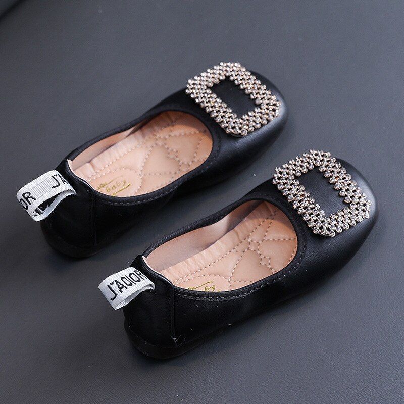 Jenter prinsessesko for barn flate skolesko barn svarte barn studentsko svarte skinnsko småbarn  d488