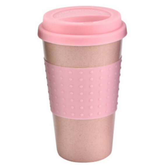 1 tasse à café écologique en paille de blé avec couvercle en silicone