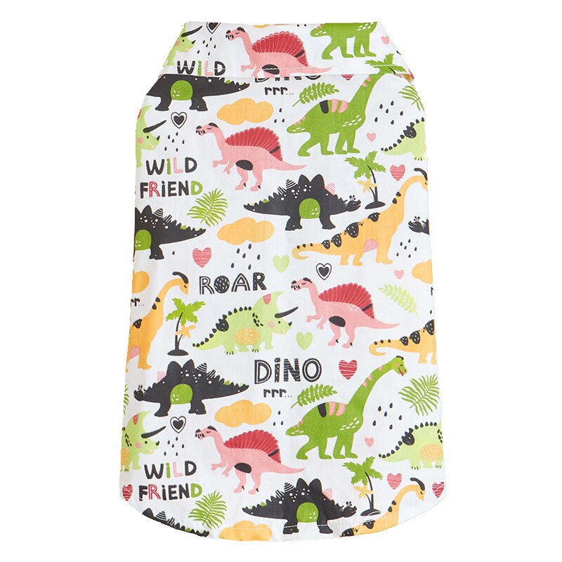 Dinosaurus Patroon Zomer Ademend Hond Kleding Cartoons Kleding Vest Kleding T-shirt Hawaiian Voor Puppy Chihuahua Kat Shirts: S
