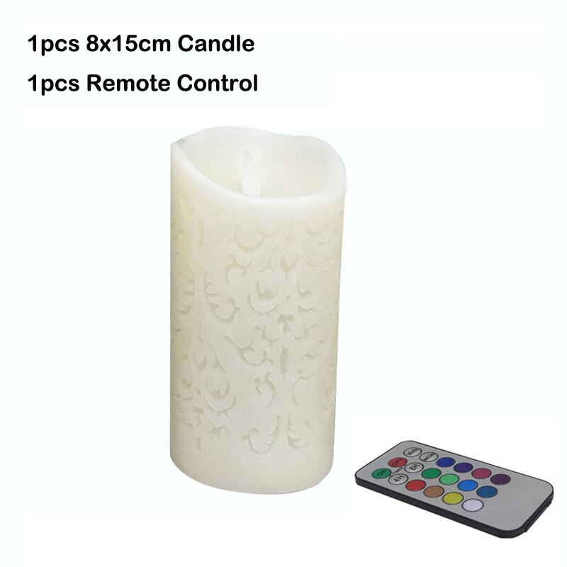 Dancing Flame LED Candle Lights, 1 Pcs RGB Flameless Candles Light Paraffin Wax Candle Light with 18-Key Remote Control: 1pcs 8x15cm