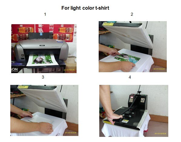 A4 (20 stykker / parti) til lysfarvede t-shirts tasker hatte tøj inkjet varmeoverførselspapir også ok til 100%  bomuld