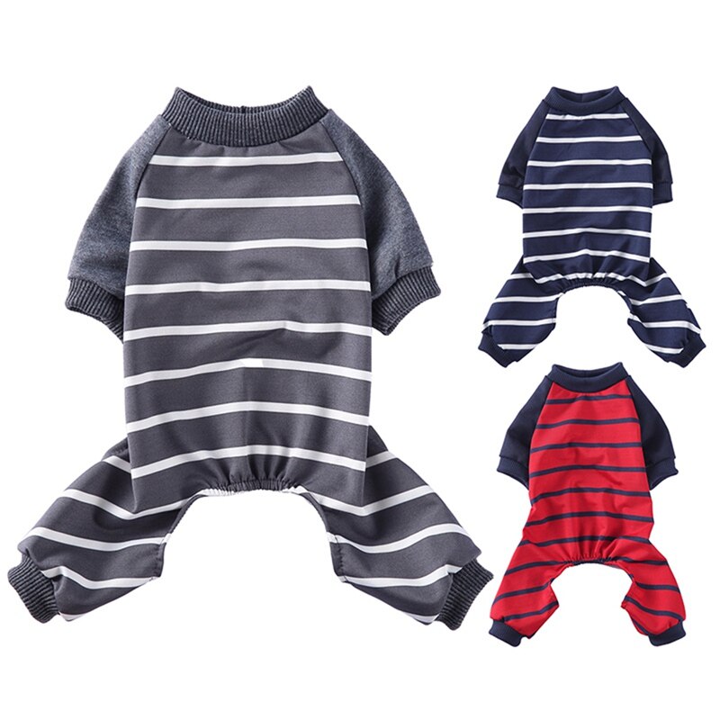 Gestreepte Hond Kleding Hond Pyjama Kat Huisdier Jumpsuit Voor Kleine Honden Sleepingwear Warm Kat Kleding Hond Kleren Yorkshir Shirt