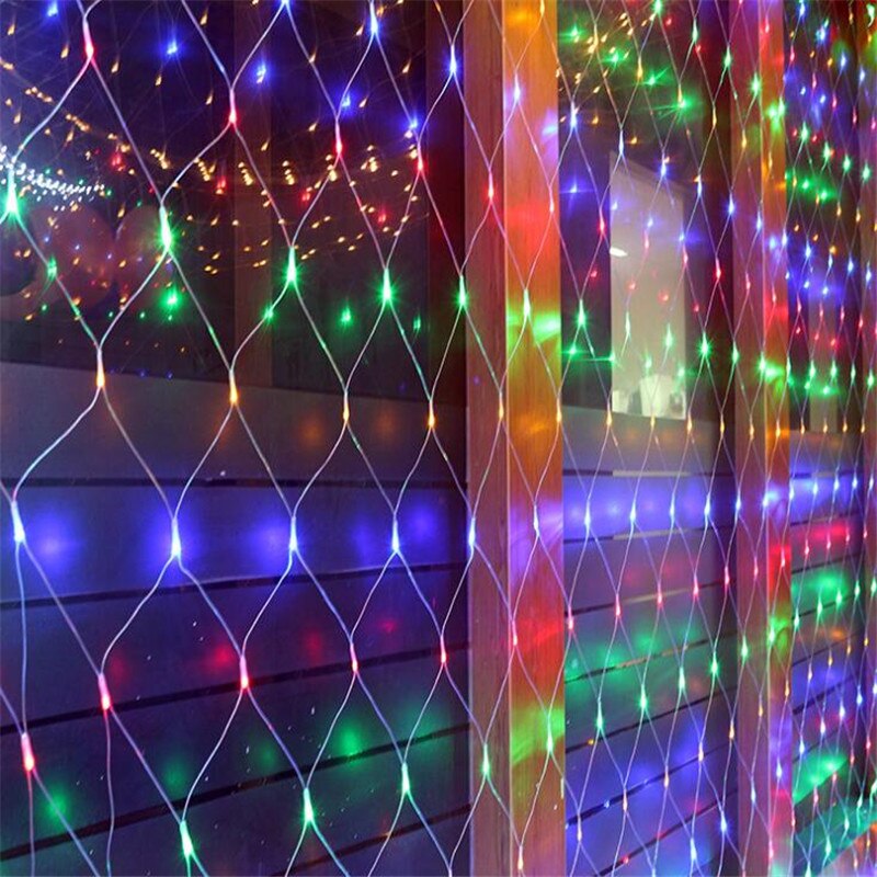 1.1*1.1m led nett solenergi lys bryllup jul fe string lys utendørs vanntett fest dekor mesh lys