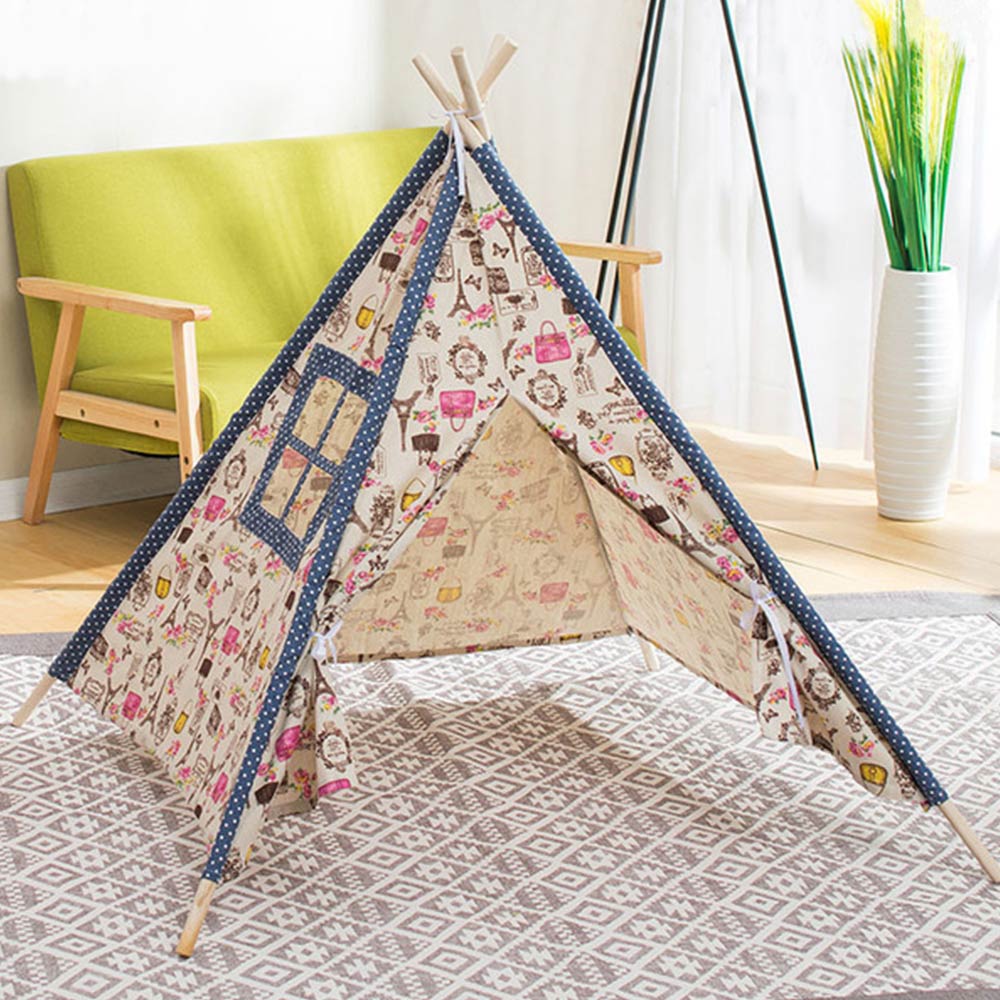 Baby Draagbare Tenten Katoenen Canvas Kinderen Tent Draagbare Opvouwbare Game Teepee Outdoor Kids Speelhuis Meisjes Wigwam Spel Huis