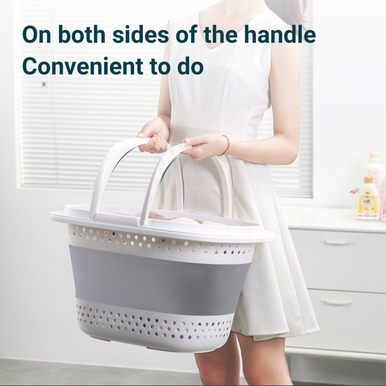 Collapsibl Plastic Laundry Basket - Oval Tub/Basket - Foldable Storage Container/Organizer - Portable Washing Tub Laundry Hamper